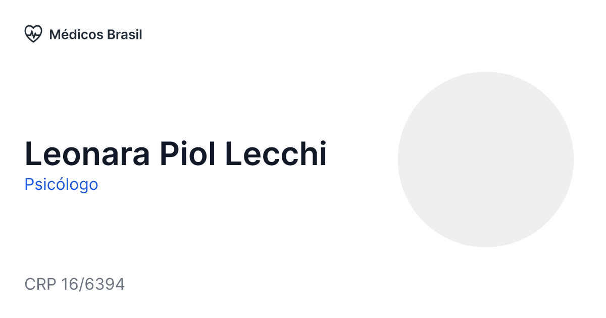 Leonara Piol Lecchi - Psicólogo | Médicos Brasil